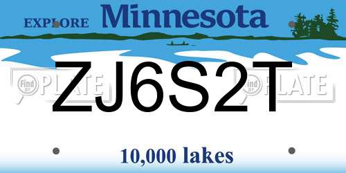 ZJ6S2T Minnesota License Plate