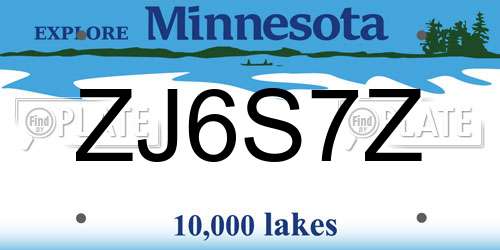 ZJ6S7Z Minnesota License Plate