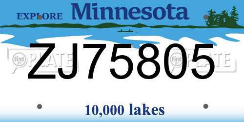 ZJ75805 Minnesota License Plate