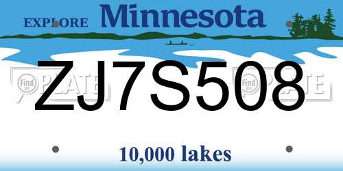 ZJ7S508 Minnesota License Plate