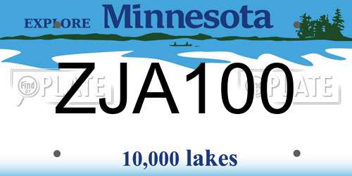ZJA100 Minnesota License Plate