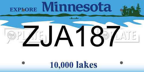 ZJA187 Minnesota License Plate