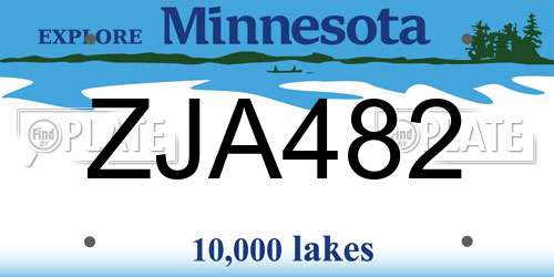 ZJA482 Minnesota License Plate