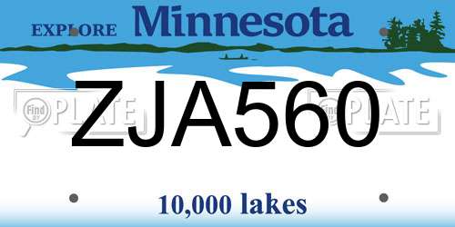 ZJA560 Minnesota License Plate