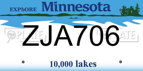 ZJA706 Minnesota License Plate