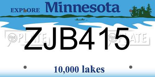 ZJB415 Minnesota License Plate