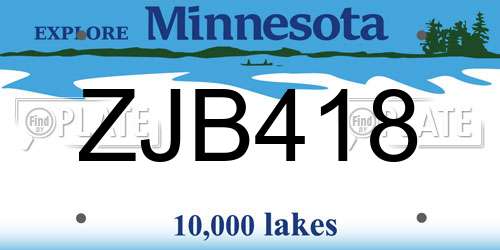 ZJB418 Minnesota License Plate