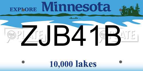 ZJB41B Minnesota License Plate