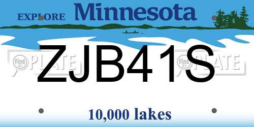 ZJB41S Minnesota License Plate