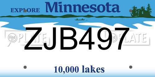 ZJB497 Minnesota License Plate