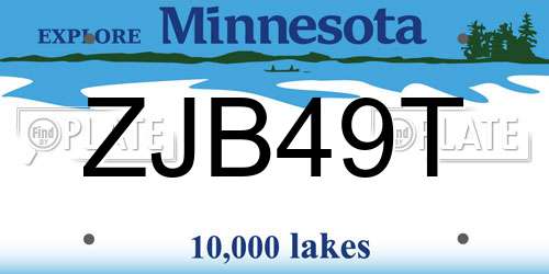 ZJB49T Minnesota License Plate