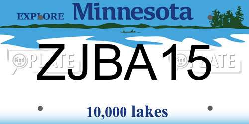 ZJBA15 Minnesota License Plate