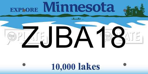 ZJBA18 Minnesota License Plate