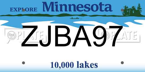 ZJBA97 Minnesota License Plate