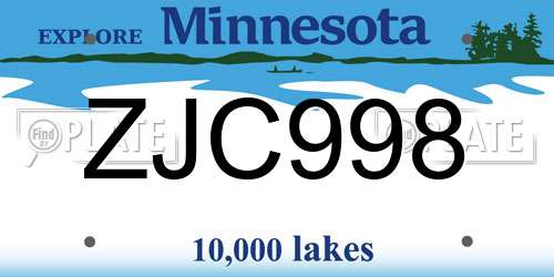 ZJC998 Minnesota License Plate