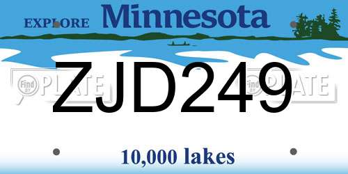 ZJD249 Minnesota License Plate