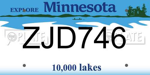 ZJD746 Minnesota License Plate