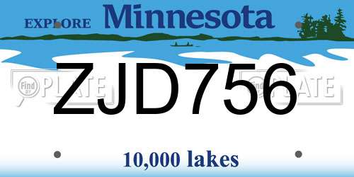 ZJD756 Minnesota License Plate