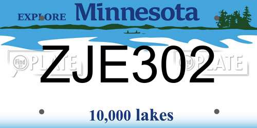 ZJE302 Minnesota License Plate