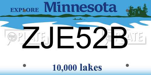 ZJE52B Minnesota License Plate