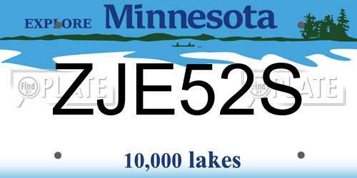 ZJE52S Minnesota License Plate