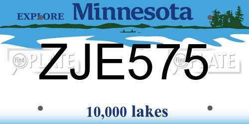 ZJE575 Minnesota License Plate