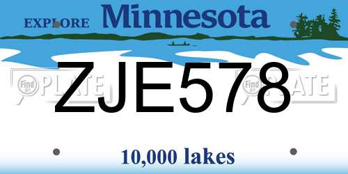 ZJE578 Minnesota License Plate