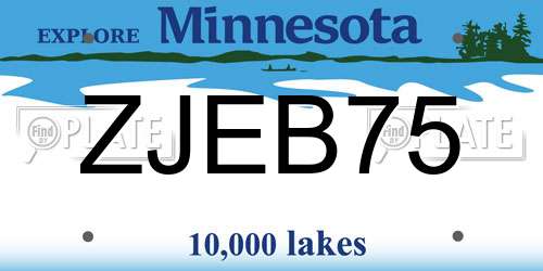 ZJEB75 Minnesota License Plate