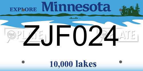 ZJF024 Minnesota License Plate