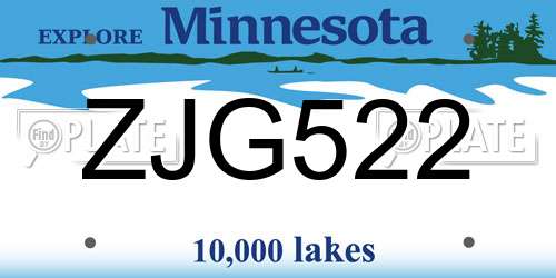 ZJG522 Minnesota License Plate
