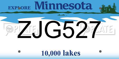 ZJG527 Minnesota License Plate