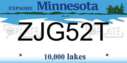 ZJG52T Minnesota License Plate