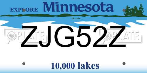 ZJG52Z Minnesota License Plate