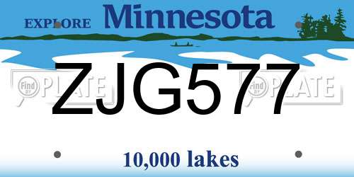 ZJG577 Minnesota License Plate