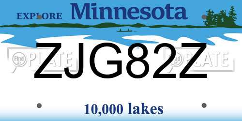 ZJG82Z Minnesota License Plate