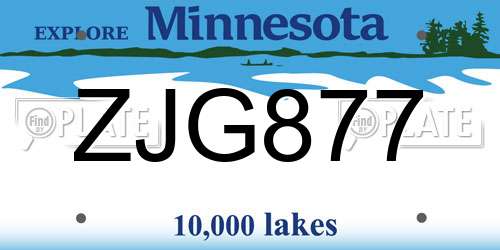 ZJG877 Minnesota License Plate