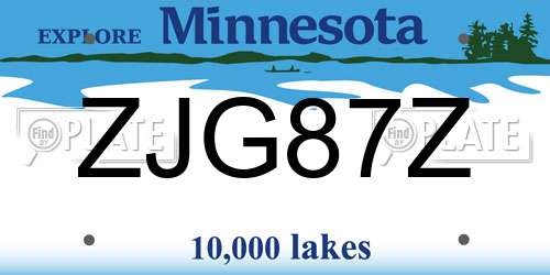 ZJG87Z Minnesota License Plate