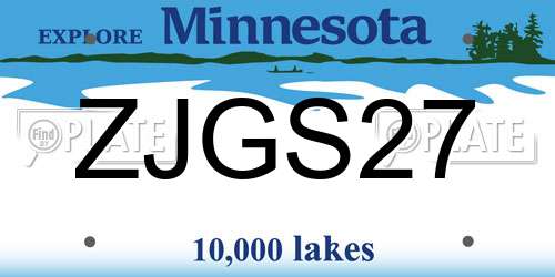 ZJGS27 Minnesota License Plate