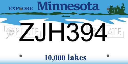 ZJH394 Minnesota License Plate