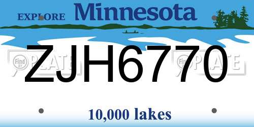 ZJH6770 Minnesota License Plate