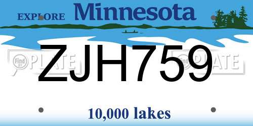 ZJH759 Minnesota License Plate