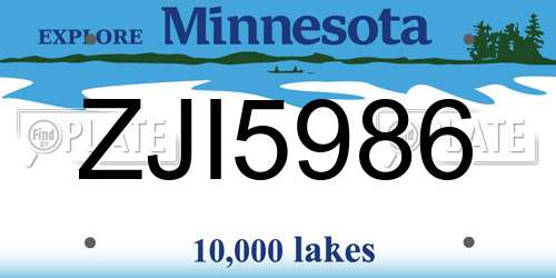 ZJI5986 Minnesota License Plate