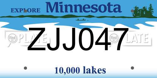 ZJJ047 Minnesota License Plate