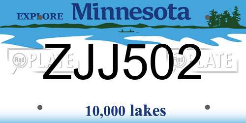ZJJ502 Minnesota License Plate