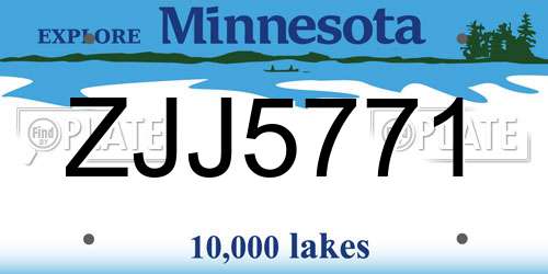 ZJJ5771 Minnesota License Plate