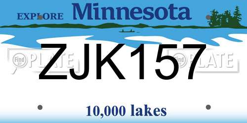 ZJK157 Minnesota License Plate