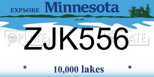 ZJK556 Minnesota License Plate