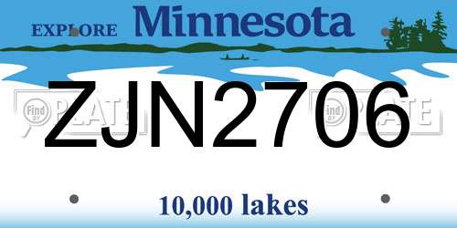 ZJN2706 Minnesota License Plate