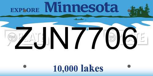 ZJN7706 Minnesota License Plate
