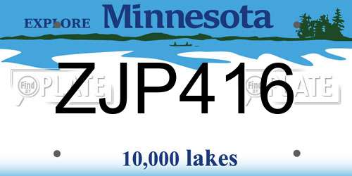 ZJP416 Minnesota License Plate